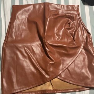 Brown leather skirt